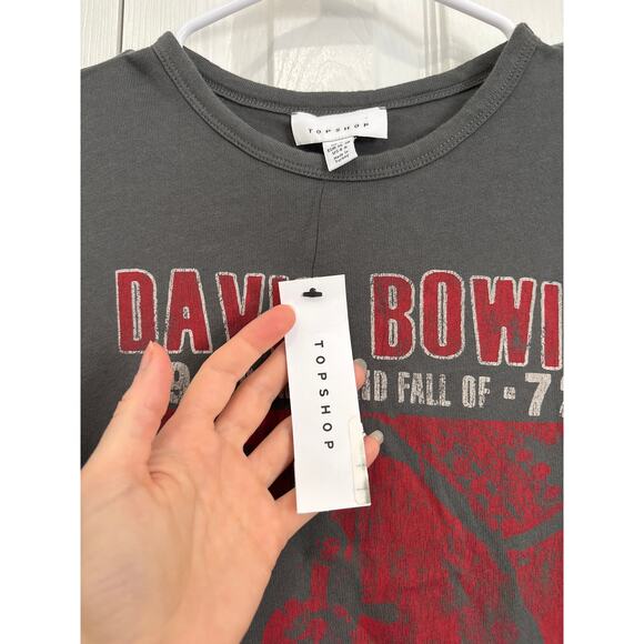Topshop NWT Gray David Bowie Ziggy Stardust Baby Tee Small - Picture 5 of 7